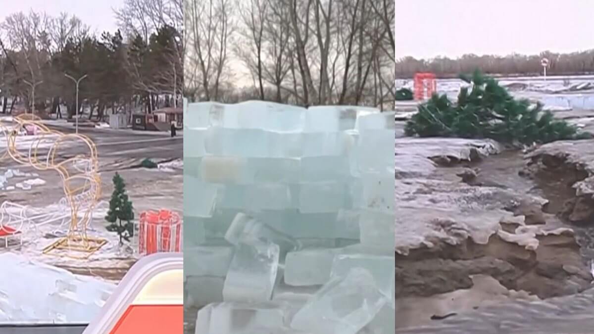 В Павлодаре растаял ледяной городок, построенный на миллионы