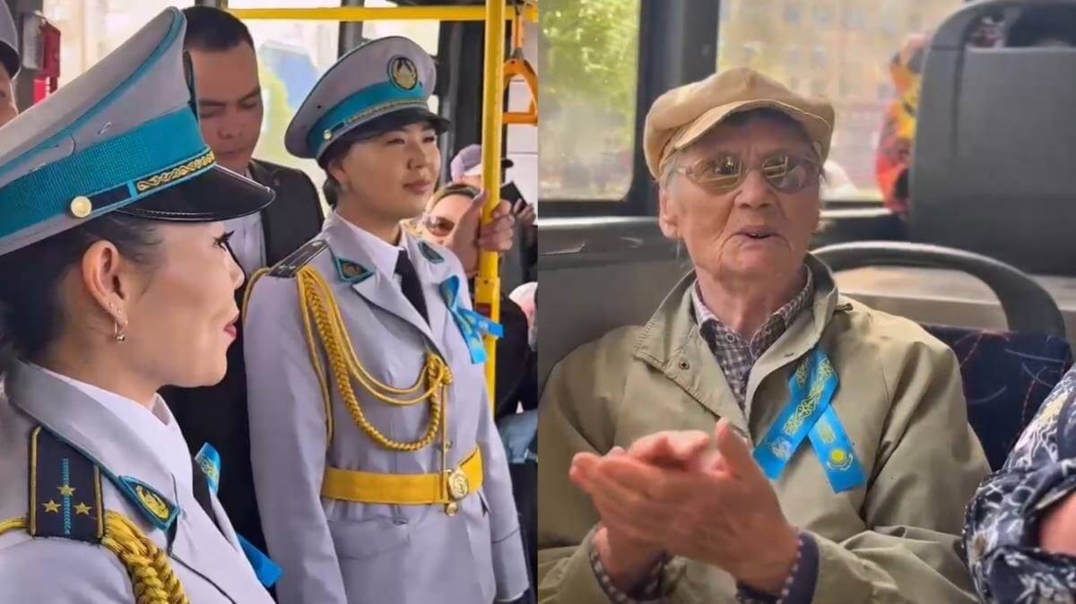 "День Победы", "Катюша", "Смуглянка" – песни военных лет исполнили в автобусе полицейские в Павлодаре