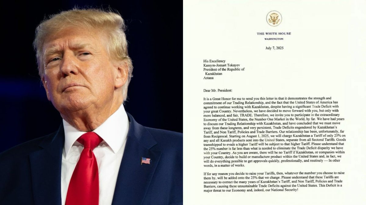 Трамп уведомил Токаева о планах ввести 25-процентные пошлины на товары из Казахстана