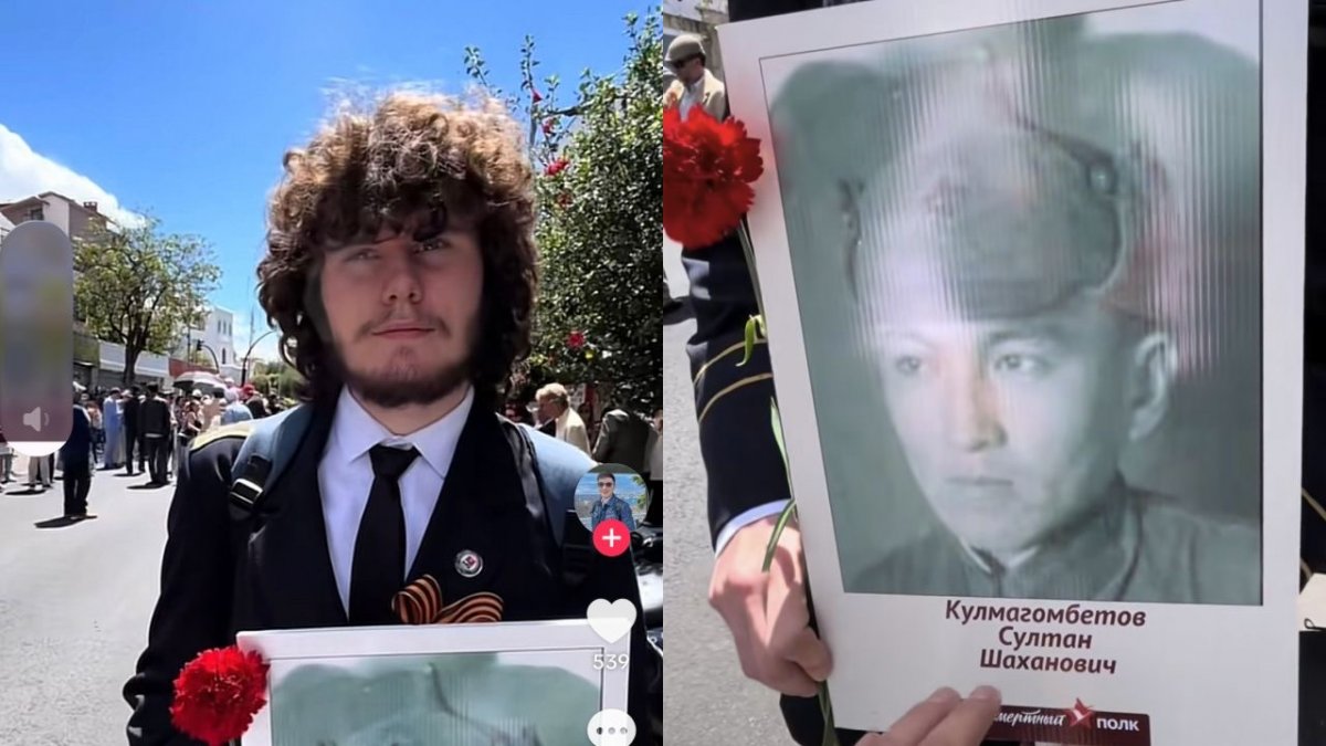 Память сквозь континенты: в Эквадоре молодой казах вышел на парад с портретом деда-фронтовика