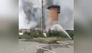 В Экибастузе загорелась газовая автозаправка