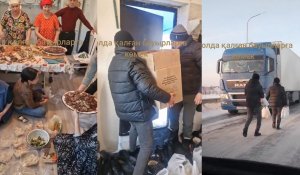 «Казахи-молодцы»: Водители большегрузов благодарят волонтеров, развозивших еду в мороз в Актюбинской области