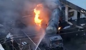 Взрыв в Кульсары: кадры с дрона показали всю мощь разрушений на АЗС