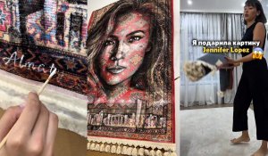 Дженнифер Лопес выложила в сторис Instagram работу художницы из Казахстана